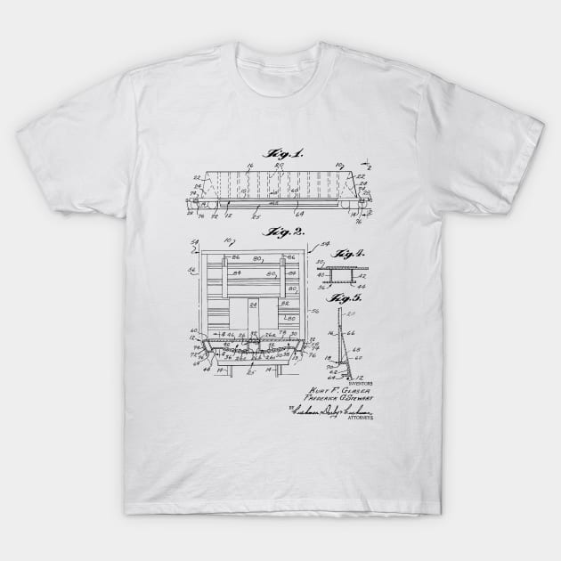 Gondola Railway Car Vintage Patent Hand Drawing T-Shirt by TheYoungDesigns